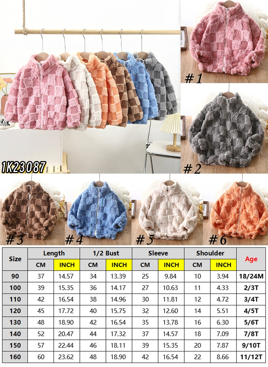 Kid's Checkered Cozy Fuzzy Jacket