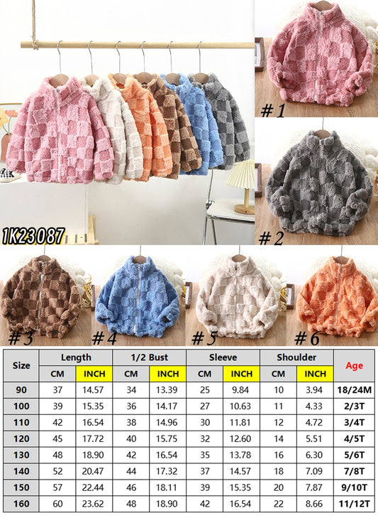 Kid's Checkered Cozy Fuzzy Jacket